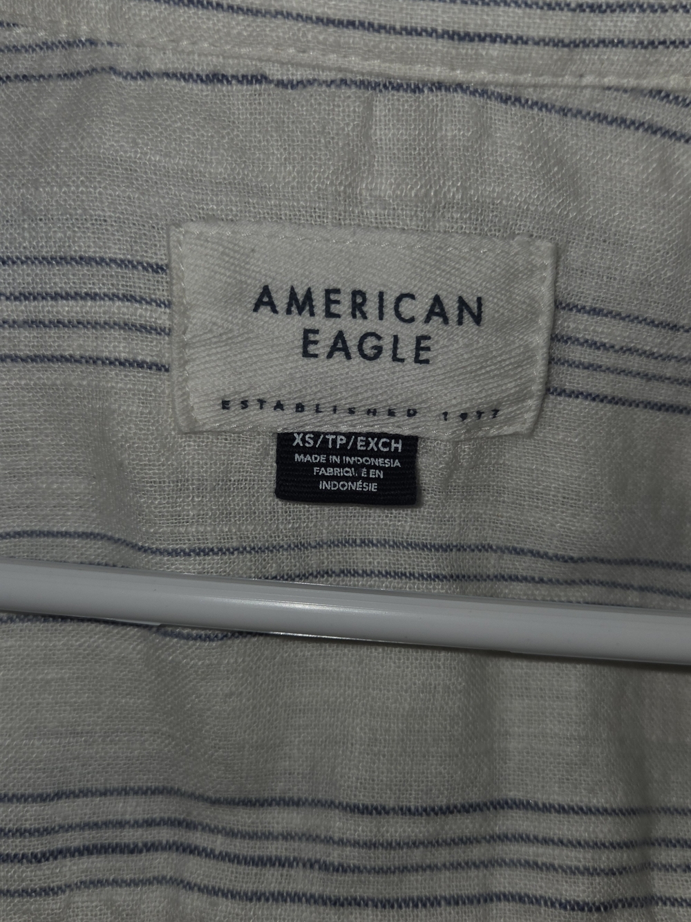 American Eagle Outfitters Cream Top with Blue Stripes